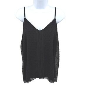 Y2K Black Swiss Dot Crochet Lace Inset Camisole Tank Top Layering Whimsigoth